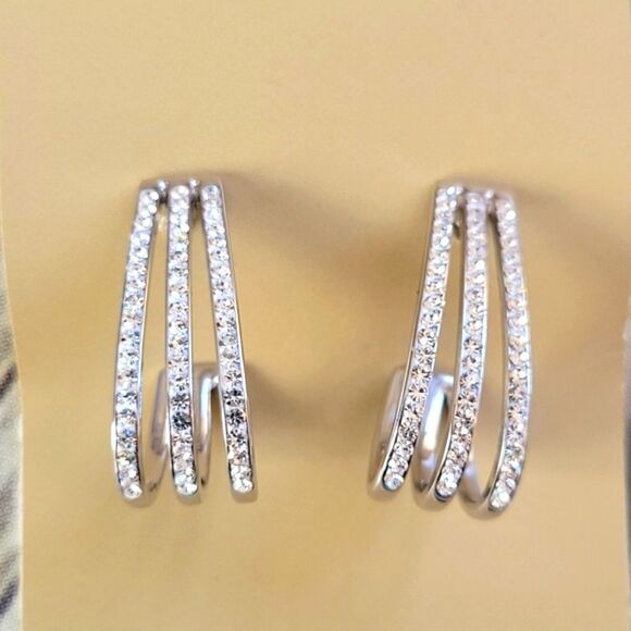Demi Rhinestone Hoops NWOT - Picture 1 of 3